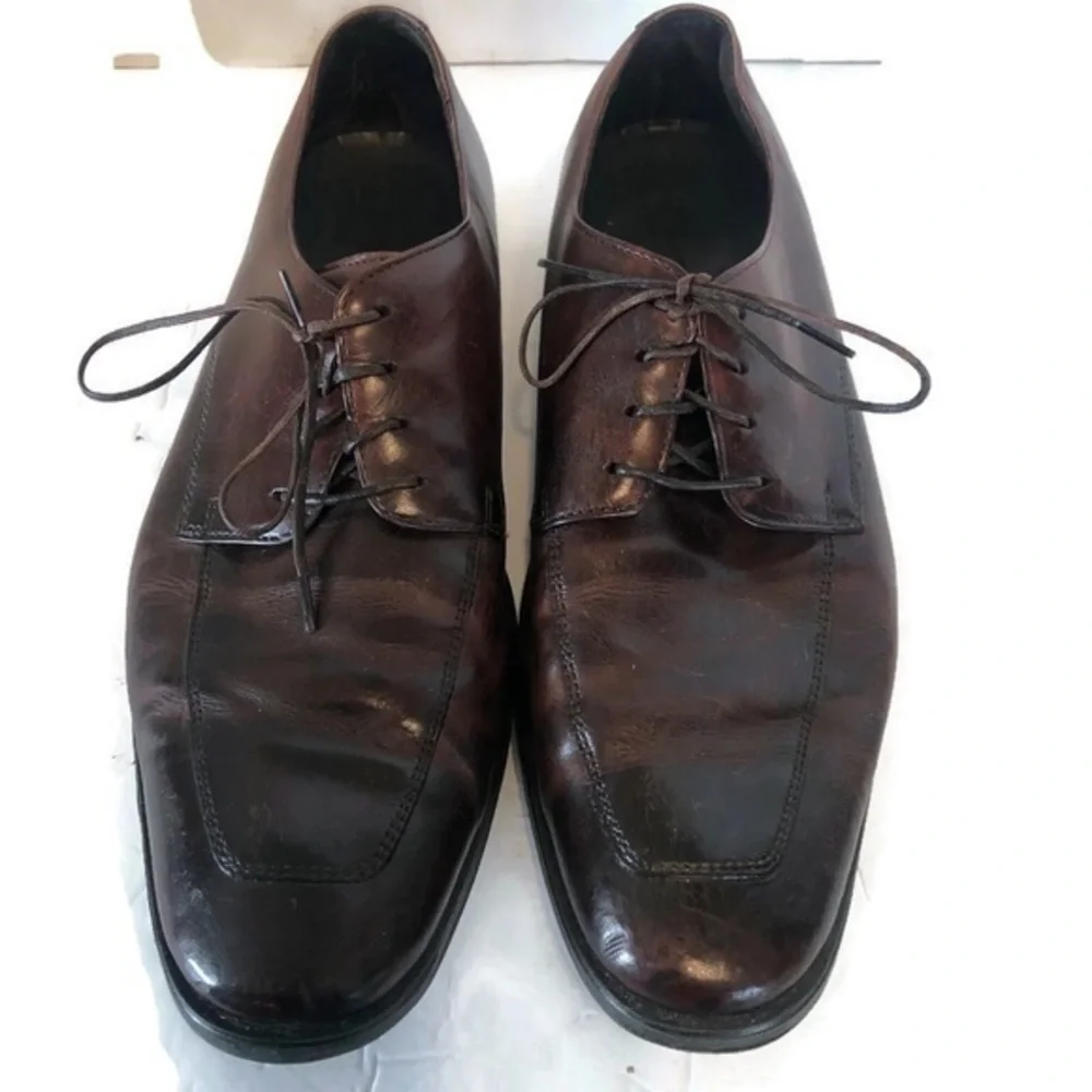 Cole Haan Mens US 9.5 M Apron Toe Burgandy Leather Derby Oxford Shoes